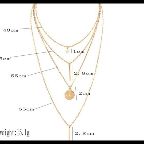 Boho Multilayer Circle Bar Pendant Necklace - Picture 4 of 5